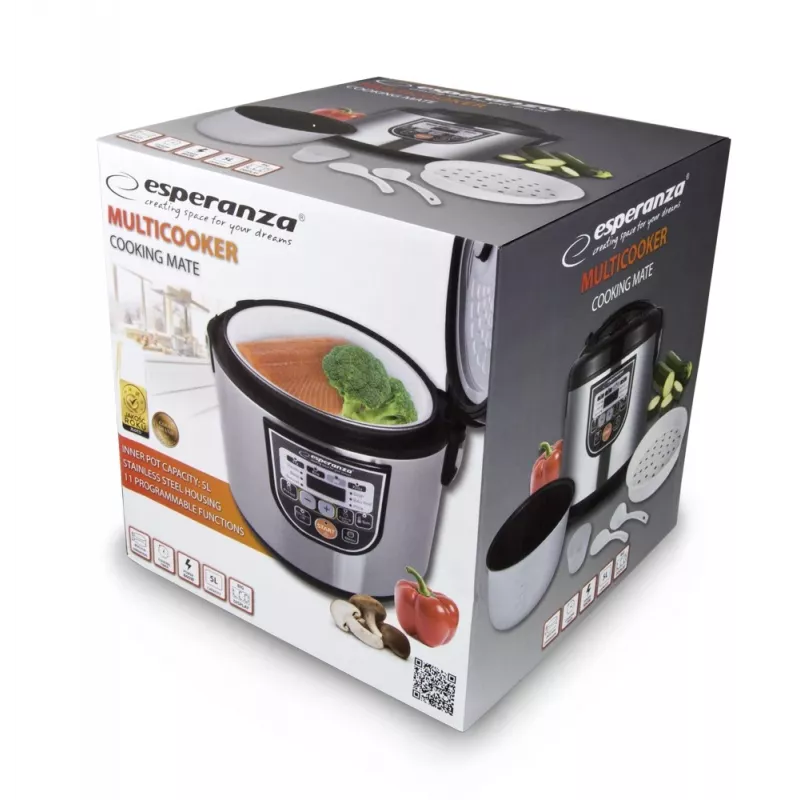 Multicooker ESPERANZA EKG011, pojemność 5 L, 860 W, czarny/stal nierdzewna