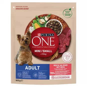 Sucha karma dla psów Purina Nestle Mini Adult Beef & Rice 800 g — sucha karma dla małych dorosłych psów, 27% białka, 17% tłuszczu