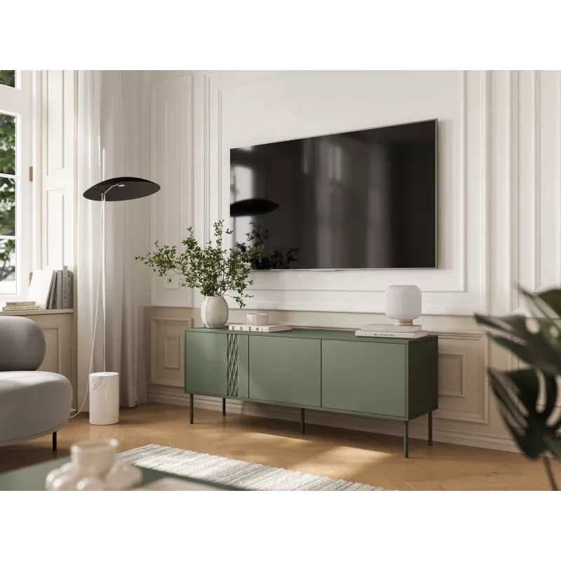 Cama RTV 3D TRESSE Szafka 150x40x55 matowy zielony