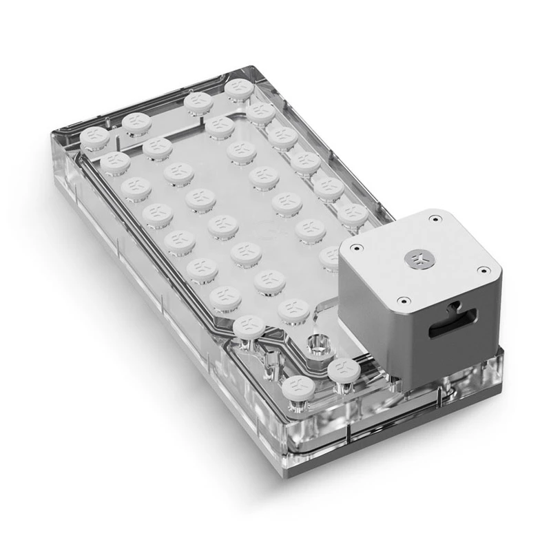 Distroplate ek water blocks EK-QuantumX Loophole D5 PWM srebrny — płyta dystrybucyjna dla pompy D5, srebrne wykończenie