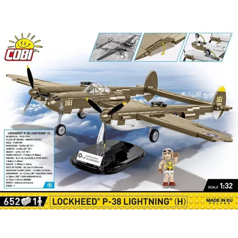 Cobi Klocki Lockheed P-38H Lightning zestaw 5763 — model w skali, kolekcjonerski model samolotu