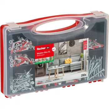 Zestaw mocowań FISCHER Meister-Box XL 210 sztuk – zestaw kołków, wkrętów i dybli