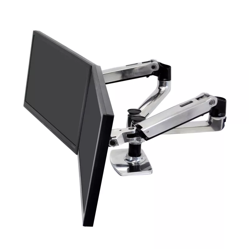 ERGOTRON LX Podwójne ramię Side-by-Side srebrny polerowany aluminium