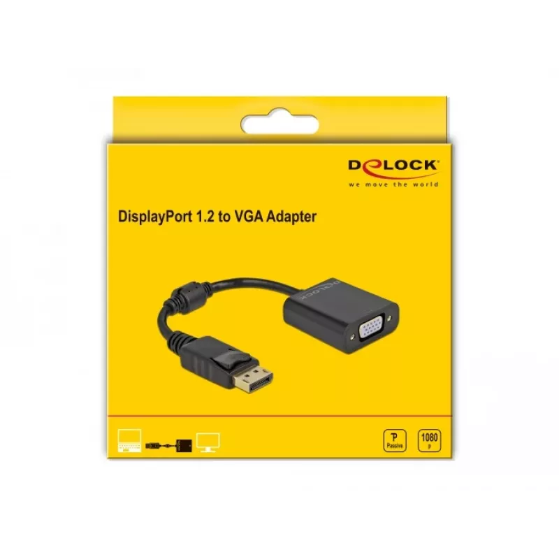 Adapter DisplayPort 1.2 męski na VGA żeński DeLOCK 61006