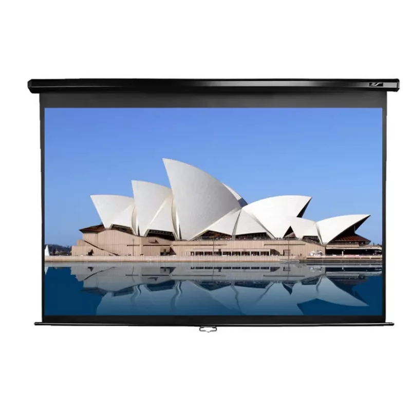 Ręczny ekran projekcyjny Elite Screens M128UWX 128 cali 16:10 — widoczny 276 cm x 172,3 cm, całkowity 283,3 x 189,9 cm, 13,1 kg