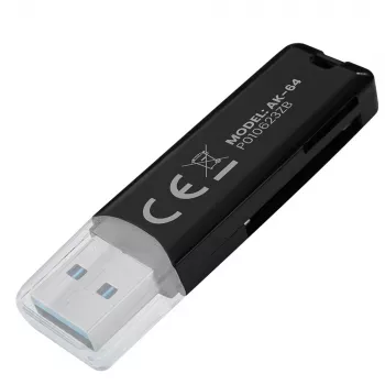 Czytnik kart SAVIO AK-64 USB 3.2 Gen 1 wyjście Type-A, slot MicroSD, 5000 Mbit/s, czarny