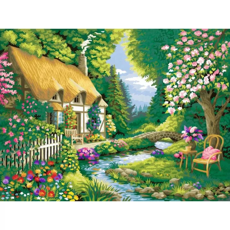 Ravensburger CreArt zestaw do malowania po numerach Landhaus am Fluss (Domek nad rzeką)