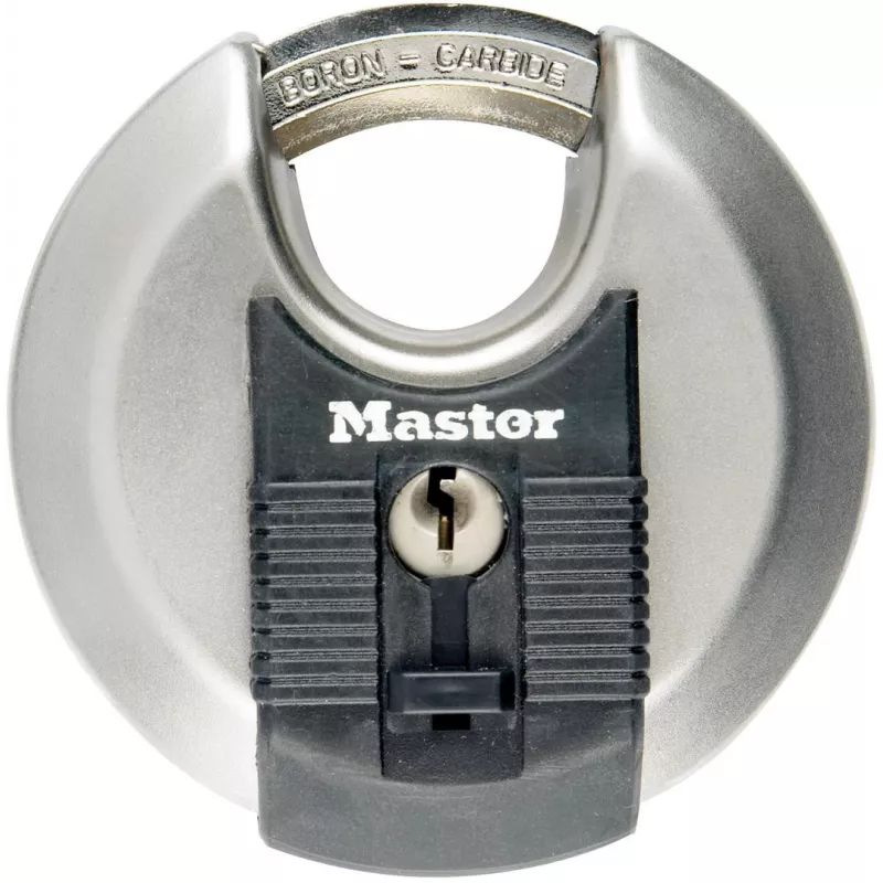 Kłódka Discus MASTER LOCK 70 mm Excell stal nierdzewna, osłonięta pałąk, zamykana na różne klucze