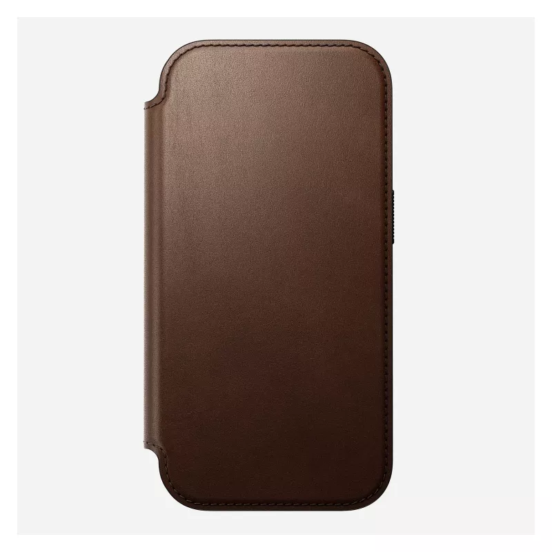 Skórzane etui z klapką Nomad Modern Leather Folio na iPhone 17 Pro — brązowe, pasuje do 6,3 cala (16 cm), 4 kieszenie na karty
