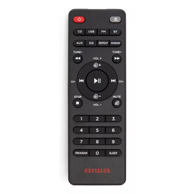 Domowy wieża audio Aiwa MSBTU-550 — 50 W RMS, Bluetooth 10 m, FM, wyświetlacz LED, RCA, czarny
