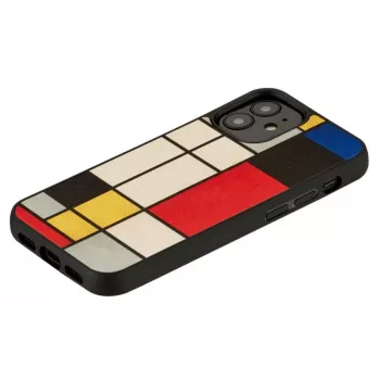 Etui na telefon Man and Wood do iPhone 12 mini — drewniany tył, czarna ramka