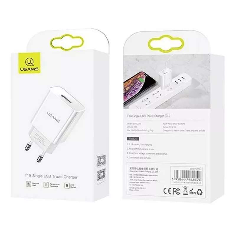Ładowarka usams T18 pojedyncze USB 2.1A tylko głowica