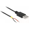 Kabel Delock USB2.0 Typ-A wtyk > 2 gołe końcówki przewodów - 1,5m - czarny (85664)