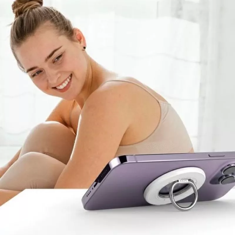Dwustronny magnetyczny pierścień uchwyt SODI BM-350 biały kompatybilny z MagSafe