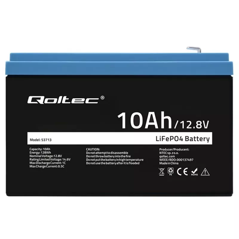Akumulator LiFePO4 QOLTEC 10Ah 12,8V 128Wh z wbudowanym BMS