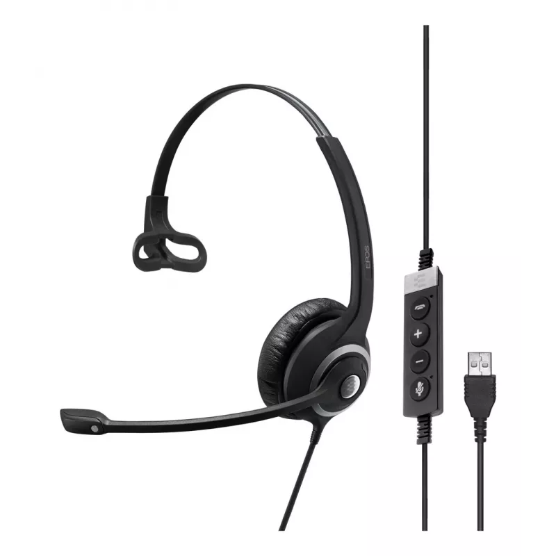 EPOS IMPACT SC 230 USB MS II Mono USB-A zestaw słuchawkowy z regulacją połączeń w linii, certyfikat Microsoft (1000578)