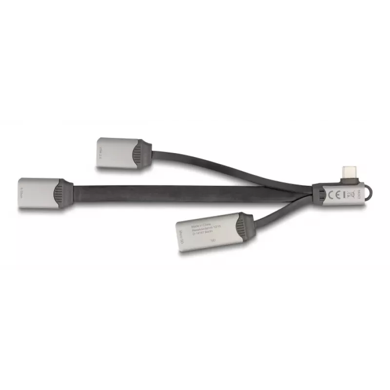 DeLOCK 64303 USB 3.2 Gen 1 Type-C Hub 5000 Mbit/s Szary
