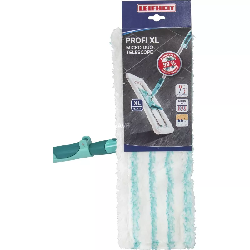 Mop Leifheit 55049 z mikrofibry do laminatu, płytek i drewna, szary/turkusowy