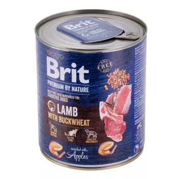 Mokra karma dla psa Brit Premium by Nature Jagnięcina z Kaszą Gryczaną 800 g, bezzbożowa, dorosłe psy, puszka