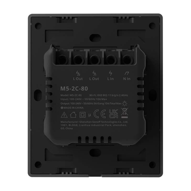 Inteligentny przełącznik ścienny Sonoff M5-2C-80 Wi‑Fi, 2 obwody, model M5-2C-80