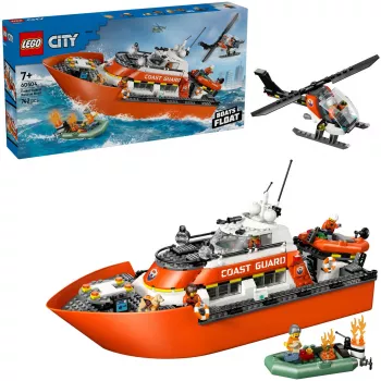 Blocks City 60504 Łódź ratownicza Straży Przybrzeżnej i helikopter