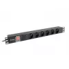 Jednostka dystrybucji zasilania LANBERG PDU-06E-0200-BK — 6 gniazd typu E, 16 A, kabel 2 m, 1U do szafy rack, 220–250 V