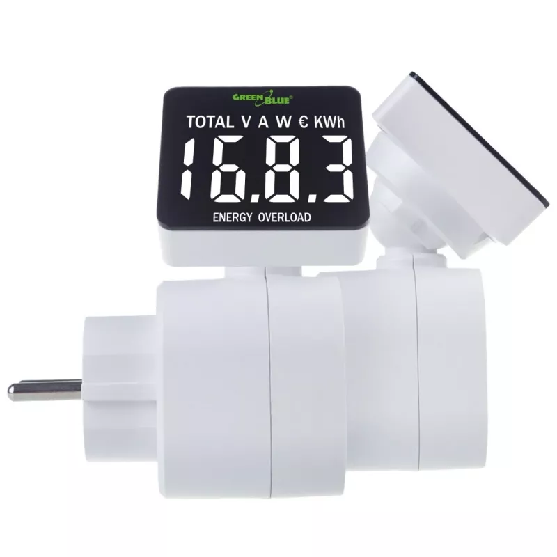 Watomierz energii GreenBlue GB620E do sieci 220 V, maks. 16 A, wtyczkowy monitor mocy/energii