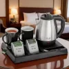 Czajnik hotelowy Adler AD 1354 ze stali nierdzewnej 1,2 l + taca z kubkami czarny, stal