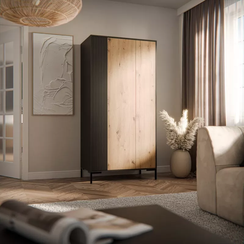 Szafa cama meble Cama v, czarna rama, 4 półki, 900×550×1840 mm