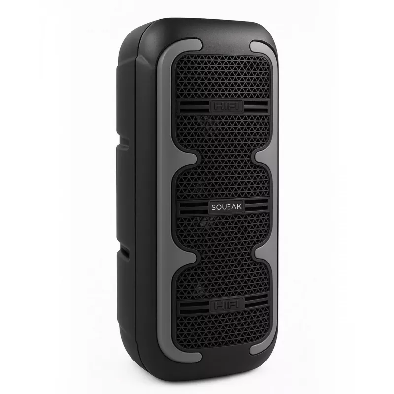 Przenośny głośnik stereo SQUEAK SQ1009 — Bluetooth 5.3, 45 W RMS, 10h bateria, FM, USB, AUX, LED, 1800 mAh, czarny