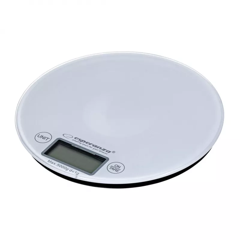 Elektroniczna waga kuchenna ESPERANZA EKS003W, pojemność 5 kg, dokładność 1 g, szkło hartowane, sterowanie dotykowe
