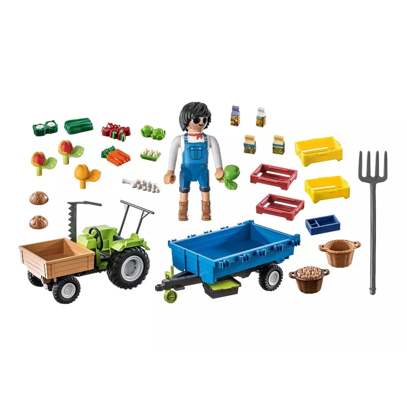 Traktor żniwny z przyczepą Playmobil - zabawa na niby i kreatywna dla dzieci w wieku 6-9 lat - Fat Brain Toys