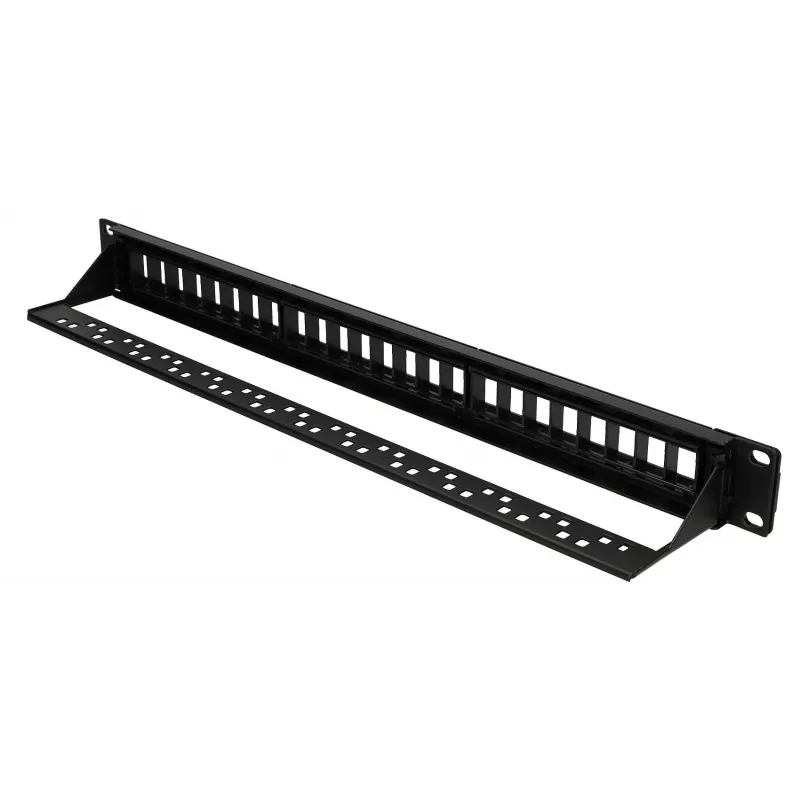 Patchpanel Extralink 24-port U/UTP (UTP) modułowy, 1U, czarny, szerokość 482,6 mm