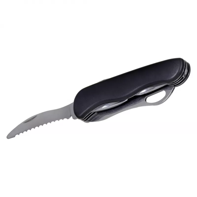 Scyzoryk AZYMUT HK20018 — pełnowymiarowy multitool, 9 narzędzi, stal nierdzewna 420J2/3CR13, złożony 11 cm, 146 g, skórzany futerał, brelok