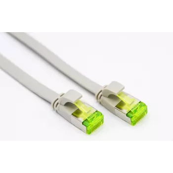 Helos - Kabel krosowy - RJ-45 (M) do RJ-45 (M) - 30 cm - U/FTP - CAT 6a - Płaski - Szary