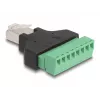 Adapter DeLOCK RJ45 męski > Listwa zaciskowa 8 pin 2-częściowa 3,81 mm