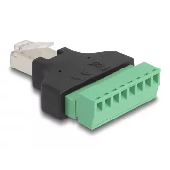 Adapter DeLOCK RJ45 męski > Listwa zaciskowa 8 pin 2-częściowa 3,81 mm
