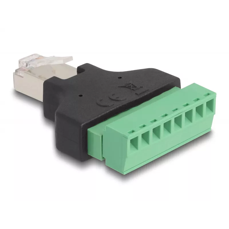 Adapter DeLOCK RJ45 męski > Listwa zaciskowa 8 pin 2-częściowa 3,81 mm