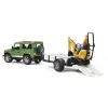 Pojazd zabawkowy BRUDER Land Rover Defender z przyczepą CAT i figurą