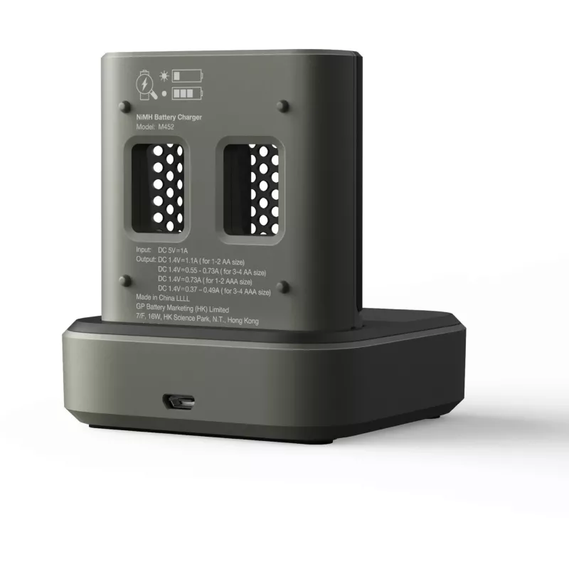 Stacja dokująca ładowarki GP M452 do akumulatorków NiMH Micro AAA, Mignon AA
