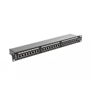 Patch panel 1U LANBERG PPS5-1024-B — 24-port RJ-45 Cat5, metal, czarny, montaż w szafie rack