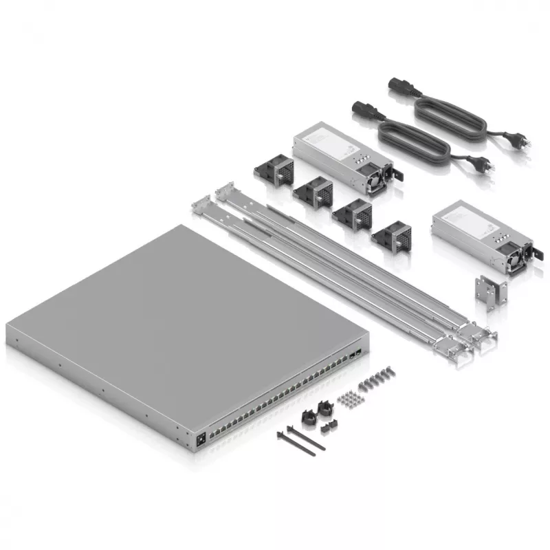 Przełącznik sieciowy Ubiquiti UniFi ECS-24-POE — zarządzany L2/L3, 24× 10G RJ-45, PoE, 1U, szary