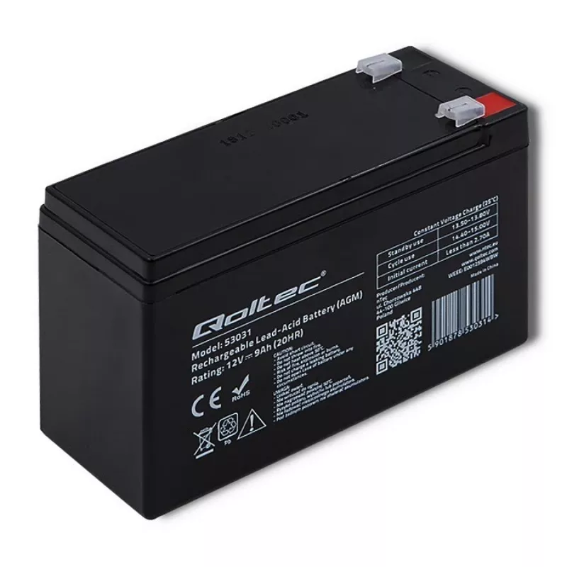 Akumulator do zasilacza awaryjnego QOLTEC 53031 12V 9Ah zielony, 152×94×65 mm, 2,35 kg