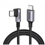 Ugreen USB-C (prosty) / USB-C (kątowy) PD QC 60W 3A 0,5m US255 (szary)