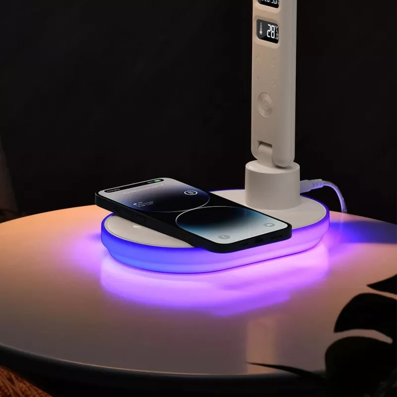 Lampa stołowa Hawk HW-LAMP03 Biała RGB — regulowana lampka biurkowa LED z oświetleniem RGB