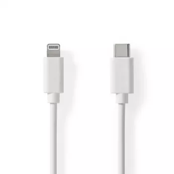 Kabel Lightning Nedis - USB 2.0 | Apple Lightning 8-stykowe | Wtyk USB-C™ | 480 Mb/s | niklowane styki | 1,00 m | Okrągły | PVC | Biały | Etykieta