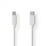 Kabel Lightning Nedis - USB 2.0 | Apple Lightning 8-stykowe | Wtyk USB-C™ | 480 Mb/s | niklowane styki | 1,00 m | Okrągły | PVC | Biały | Etykieta