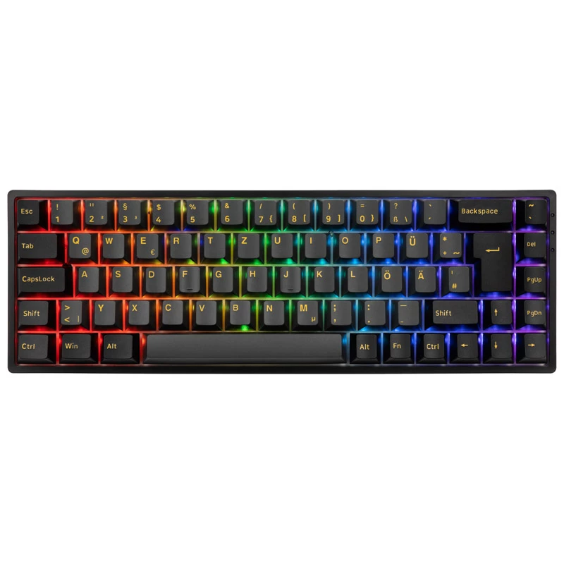 AKKO 3068B Plus Czarny&Gold Bezprzewodowa klawiatura gamingowa, mechaniczna, RGB - V3 Cream żółty, ISO (DE), czarna