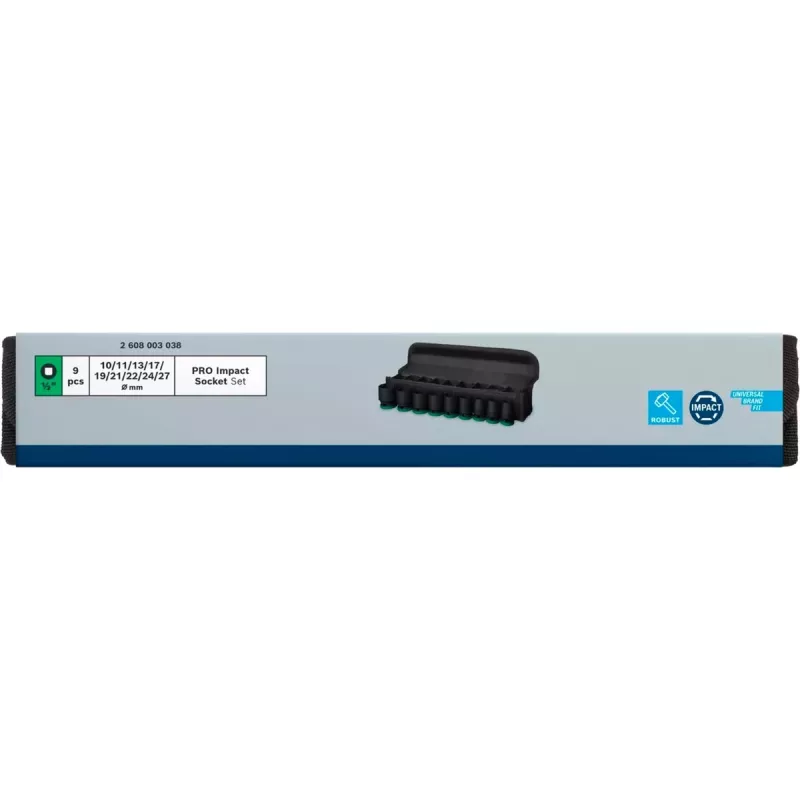 Zestaw kluczy nasadowych udarowych Bosch Powertools PRO 1/2 cala 9-częściowy, czarny