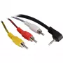 Wentronic Goobay adapter kablowya 3,5 mm jack/RCA, 1,5 m - wtyk jack 3,5 mm (4-pinowy, stereo) 90° > 3x wtyk RCA (50209)